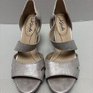Pre-owned: LifeStride Women's Mega Dress Heeled Sandal, Silver, 7 US - 1183